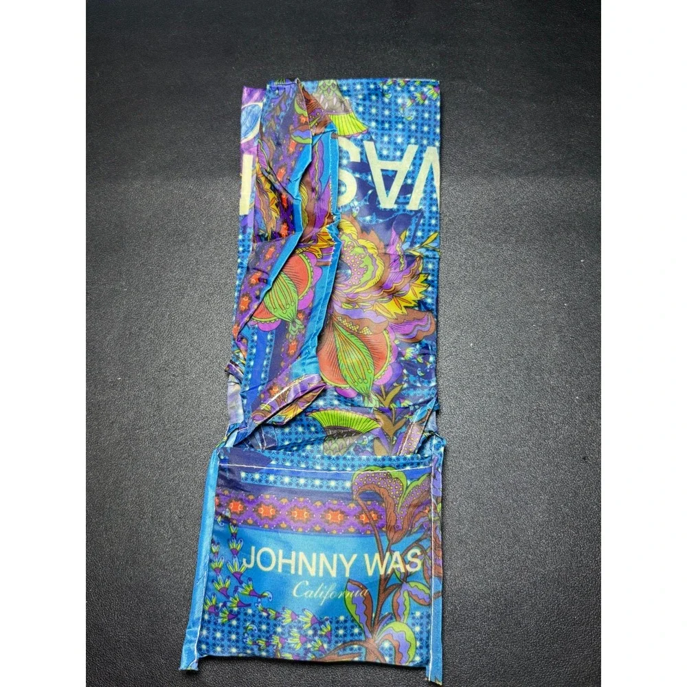 Johnny Was California Floral Peacock Packable Tote Bag Blue